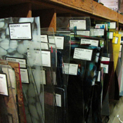 Fremont glass sheets in a shelf