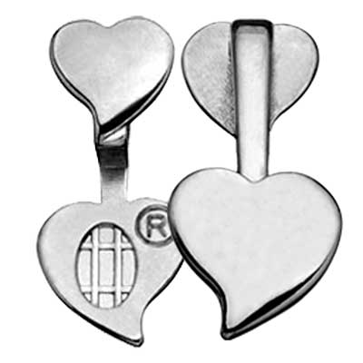 Silver-plated Double Heart Bail- 23.6mm height x 11mm width link