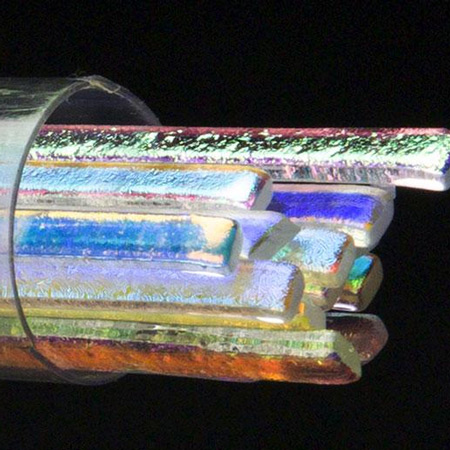 Clear 3mm Narrow Sizzlestix 90 COE Dichroic 16 in. long (18 per Tube) link