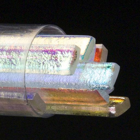 Clear 6mm Wide Sizzlestix 90 COE Dichroic 16 in. long (12 per Tube) link