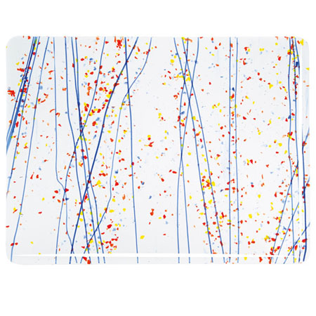Yellow/ Blue/ Red Frit Blue Streamers Fusible 90 COE photo