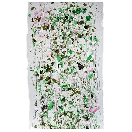 Green and Pink Fractures with Line Cast Green Streamers on Clear Fusible link