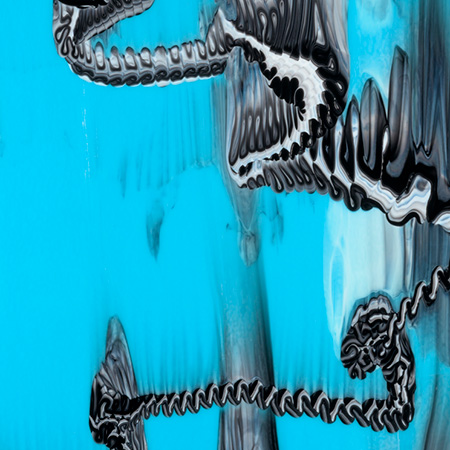 Glascadia Light Cyan/ White/ Black Graffiti Double Roll Fusible 90 COE link