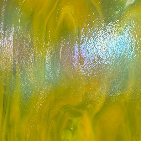 Daffodil - Marigold Opal/ Spring Green Double Roll/ White Iridized Fusible 90 COE link