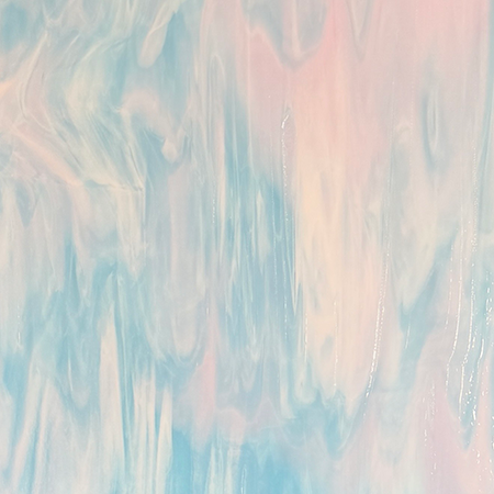 Cotton Candy Cloud Striker (Glacier Blue/ Pink Blush/ White Streaky) Double Roll Fusible 90 COE Cotton Candy Cloud Striker (Glacier Blue/ Pink Blush/ White Streaky) Double Roll Fusible 90 COE photo
