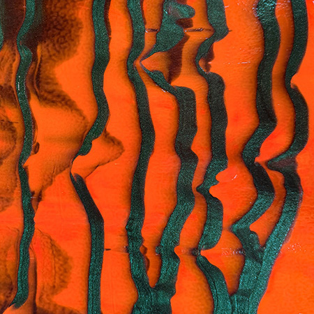 Pumpkin Patch (Orange Opal with Aventurine Green Drizzle) Double Rolled Fusible 90 COE link