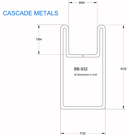 9/32 in. Border U Brass Came (sub for CHI 2501B) link