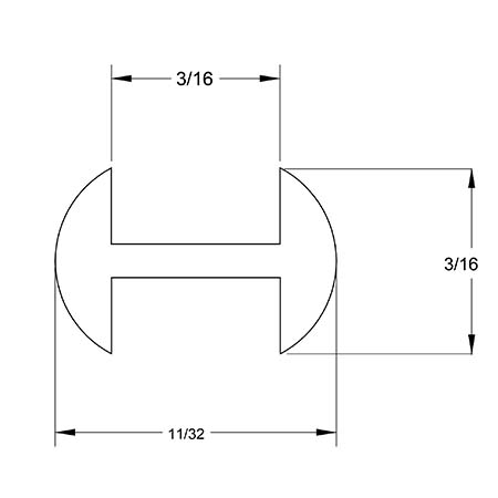 3/16 x 3/16 in. H-Round Lead Came  link