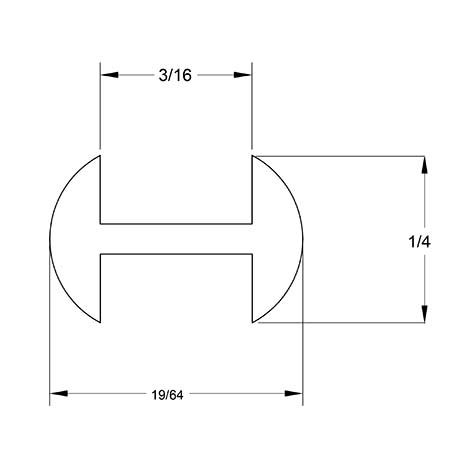 1/4 x 3/16 in. H-Round Lead Came  link
