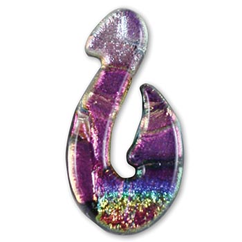 Fused Glass Hook Shape 1-1/2 x 3/4 in. - 90 COE photo