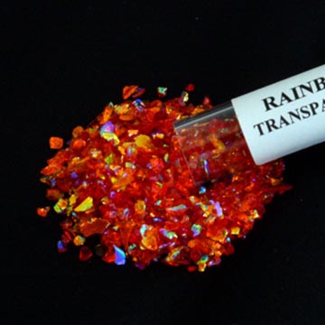 Transparent Red with Rainbow Dichroic Frit Flakes 90 COE link
