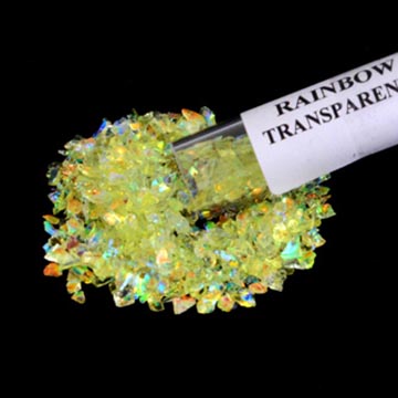 Transparent Yellow with Rainbow Dichroic Frit Flakes 90 COE link