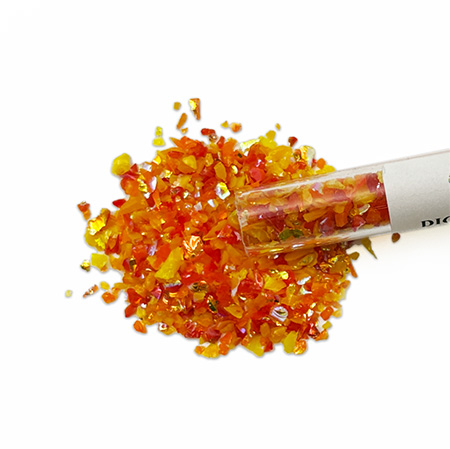 Opalescent Orange and Red Dichroic Frit Flakes 90 COE link
