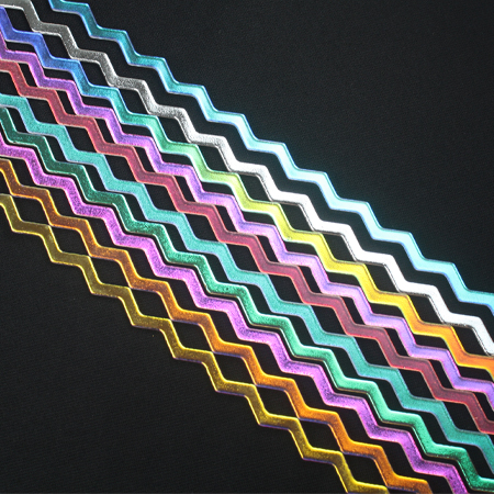Primary Colors Dichroic on 6 mm Clear Firestrip 90 COE 16 in. long link