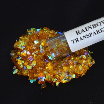 Transparent Amber with Rainbow Dichroic Frit Flakes 96 COE link