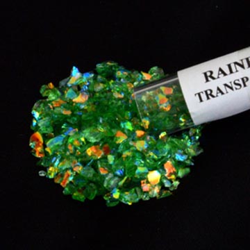 Transparent Green with Rainbow Dichroic Frit Flakes 96 COE link