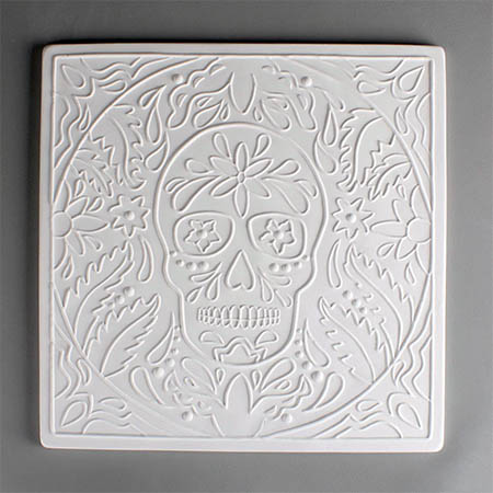 Skull Day of Dead Texture Mold - 10 x 10 in. link