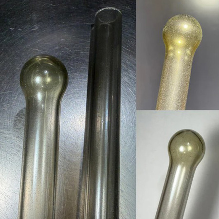 Double Dipped Clear over Exp. Bronze Pearl Sparkle B Grade Tube 33 COE (1/4 lb. minimum order) link