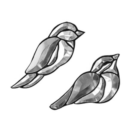 2 Songbirds (Blue & Gray) Facing Right Bevel Clusters link
