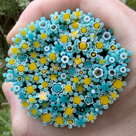Teal Green and Marigold Flowers Murrine Sticks - 90 COE link