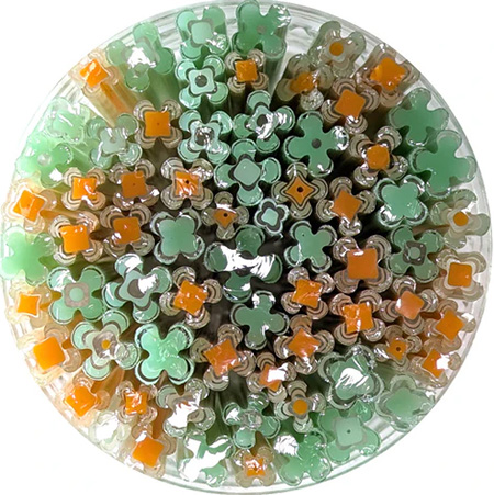 Easter Green and Persimmon Flowers Murrine Sticks - 96 COE link