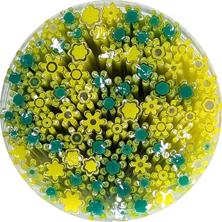 Opaque Yellow and Peacock Green Flowers Murrine Sticks - 96 COE link