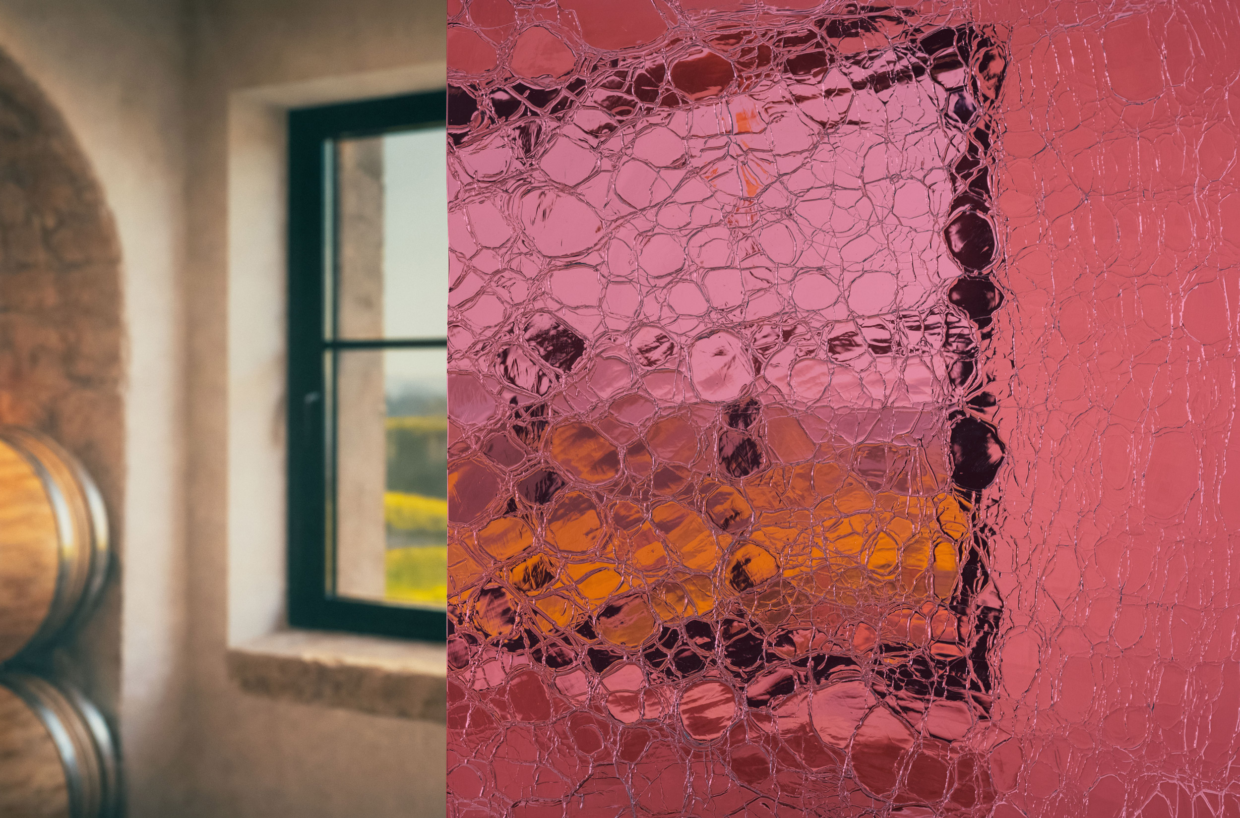 Gold Pink on Clear Crackle Lamberts Antique photo