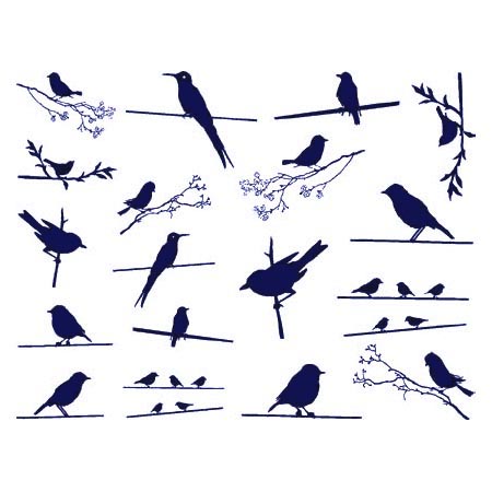 Birds On Wire Blue Decals link