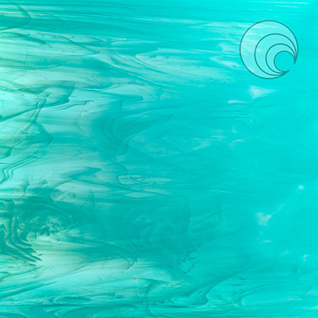 Caribbean Blue/ White Wispy Fusible 96 coe photo