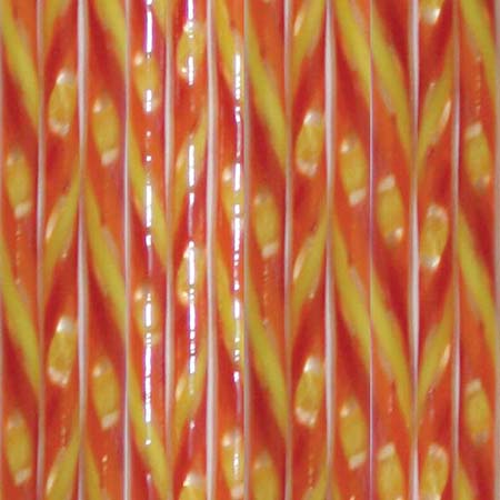 Canary, Orange, and Red Twisted 90 COE Cane - approx. 9 in. link